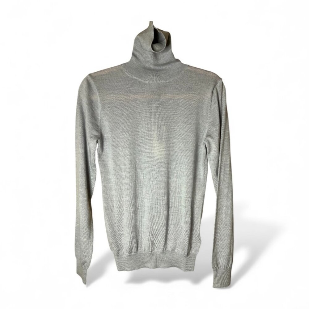 Suistudio Hunter Light Grey Merino Wool Turtleneck Sweater Small